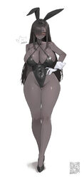 1girl absurdres alternate costume animal ears bare shoulders black hair black hairband black leotard blush breasts clea…