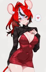 1girl absurdres alternate costume animal ear fluff animal ears black hair blue eyes bluefield breasts cleavage closed m…