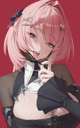 1girl black dress black shrug blush breast strap breasts cleavage commentary dress hair intakes hair ornament hair ribb…