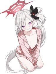 1girl absurdres between legs black flower blue archive breasts chinese commentary collarbone commentary request film gr…