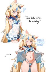 ... 1girl 2koma ?  3 absurdres ahoge animal ear fluff animal ears ass visible through thighs bikini bikini bottom under…