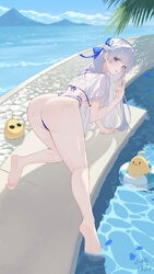 1girl absurdres argus (azur lane) argus (dignified swimsuit training) (azur lane) ass azur lane barefoot bikini blue bi…
