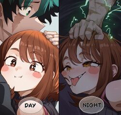 1boy 1girl bad id bad twitter id black sweater blush blush stickers boku no hero academia brown eyes brown hair closed …