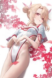 1girl  p absurdres bad id bad pixiv id blonde hair breasts closed mouth commentary double bun fate/kaleid liner prisma …