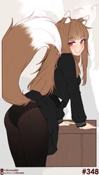 1girl absurdres alternate costume animal ear fluff animal ears artist name ass black panties black pantyhose black shir…