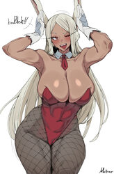 1girl  p absurdres alternate costume animal ears armpits ascot bare shoulders blush boku no hero academia breasts cleav…