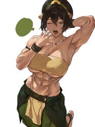 1girl abs absurdres alternate breast size (larger) arm behind head arm up armpits avatar aang  the last airbender avata…