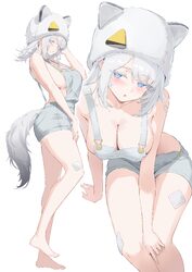1girl absurdres animal ears animal hat arknights arknights  endfield bandaid bandaid on face bare arms bare legs bare s…