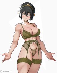 1girl abs absurdres alternate breast size (larger) avatar aang  the last airbender avatar legends bare shoulders black …