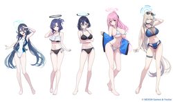 5girls ankle aqua halo aris (blue archive) aris (c108 swimsuit) (blue archive) arm up asuna (blue archive) asuna (c108 …