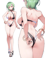 1girl absurdres adjusting clothes adjusting swimsuit artist name ass ass visible through thighs backboob bangle bare sh…