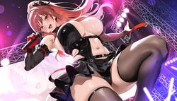 1girl absurdres alternate costume aoi sakura (seak5545) armpits bare shoulders black leotard black sleeves black thighh…