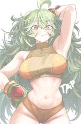 1girl absurdres blush boku no hero academia breasts gloves green eyes green hair hagakure toru highres implied invisibi…