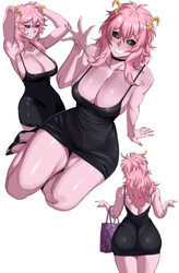 1girl absurdres armpits ashido mina ass ass focus bare shoulders black sclera boku no hero academia breasts cleavage co…