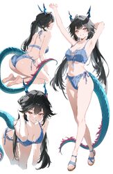 1girl absurdres alternate costume arknights arknights  endfield armpits arms up ass bent over bikini black hair blue bi…