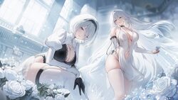 2b (brief respite) (azur lane) 2b (nier automata) 2girls a2 (fruit of temptation) (azur lane) a2 (nier automata) azur l…