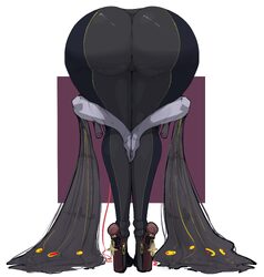 1girl amen pose (meme) ass bayonetta bayonetta (series) bayonetta 1 bent over black bodysuit black hair black shoes bod…