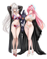 2girls  i aemeath (wuthering waves) ahoge alternate breast size (larger) arms up bare shoulders blush bra breasts cleav…
