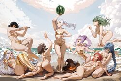 6+girls alternate breast size (smaller) ass barefoot bikini black hair blank eyes bleach bleach  sennen kessen-hen blue…