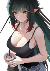 1girl absurdres arknights arknights  endfield astelia black camisole black hair breasts camisole chinese commentary cle…