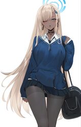 1girl alternate skin color ass visible through thighs asuna (blue archive) bag black choker blonde hair blue archive bl…