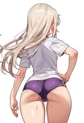 1girl absurdres ass ass focus blonde hair breasts buruma ebora facing away fate/stay night fate (series) from behind gy…