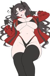 1girl absurdres alternate breast size (larger) black gloves black hair black thighhighs blush breasts commentary englis…