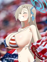 1girl absurdres alternate costume american flag american flag bikini american flag print armpit crease asuna (blue arch…