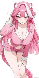 1girl absurdres animal ears blush breasts cleavage collarbone commentary flying sweatdrops hair intakes highres hololiv…