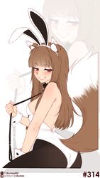 1girl absurdres alternate costume animal ear fluff animal ears ass bare back black pantyhose blunt bangs blush breasts …