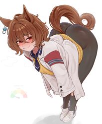 1girl absurdres agnes tachyon (tach-nology) (umamusume) agnes tachyon (umamusume) ahoge animal ears ass bent over black…