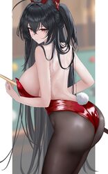 1girl absurdres ahoge animal ear hairband animal ears ass azur lane back bare arms bare back bare shoulders black hair …