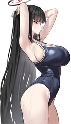 1girl absurdres adjusting hair alternate costume armpits arms behind head arms up ass bare arms bare shoulders black ha…