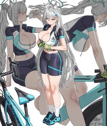 1girl absurdres animal ear fluff animal ears bicycle bike jersey bike shorts blue archive blue eyes blue halo blue shir…