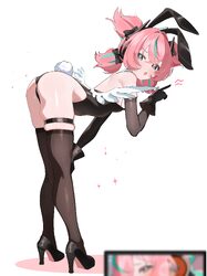 1girl absurdres angel wings animal ears aqua streaks aria (human) (zenless zone zero) aria (zenless zone zero) ass bare…