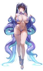 1girl absurdres bikini blue hair blush breasts full body highres hirahiragi (h1rqg1) huge breasts long hair nail polish…
