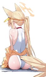 1girl absurdres animal ear fluff animal ears ass blue archive commentary cross halo extra ears fox ears fox girl from b…