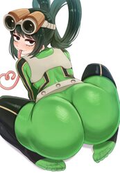 1girl absurdres ass ass focus asui tsuyu black eyes black hair boku no hero academia breasts brikot commentary english …