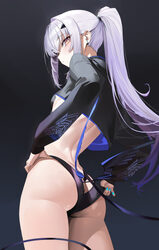 1girl ass bikini black bikini black jacket black wings breasts commentary request earrings fate/grand order fate (serie…