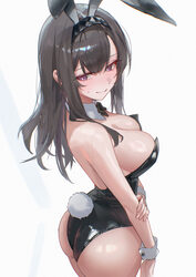 1girl absurdres animal ear hairband animal ears arknights ass bare shoulders black bow black bowtie black hair black le…