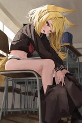 1girl absurdres animal ears arknights arknights  endfield bag black sailor collar black serafuku black shirt black skir…