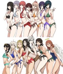 6+girls alternate costume angel devil (chainsaw man) bare legs bikini bikini skirt breasts chainsaw man commentary crop…