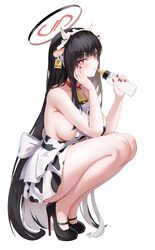 1girl absurdres alternate costume animal ear hairband animal ears black hair black halo blue archive breasts bright pup…