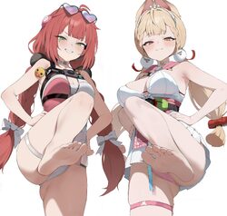 2girls  3 absurdres ahoge alice thymefield alice thymefield (sea of thyme) animal ears armpits bare arms bare legs bare…