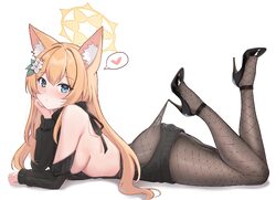 1girl absurdres animal ear fluff animal ears ass backless outfit black pantyhose black shoes blue archive blue eyes blu…