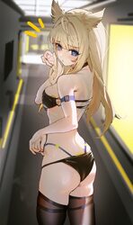 1girl arknights arknights  endfield ass bare shoulders black bra black choker black nails black panties black thighhigh…