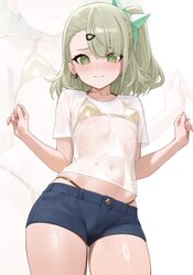 1girl absurdres alternate costume bikini bikini under clothes blush breasts closed mouth commentary covered navel cover…