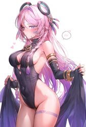 1girl armlet bare shoulders blue eyes blush body markings braid breasts citlali (genshin impact) closed mouth commentar…