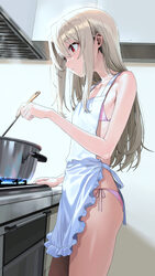 1girl apron bra chinese commentary commentary request cooking cooking pot fate/kaleid liner prisma illya fate (series) …