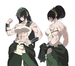 1girl abs absurdres alternate breast size (larger) arm strap avatar aang  the last airbender avatar legends black hair …